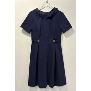Leslie Fay Navy Blue Fit & Flare Dress Career Womens Size 10 (974)